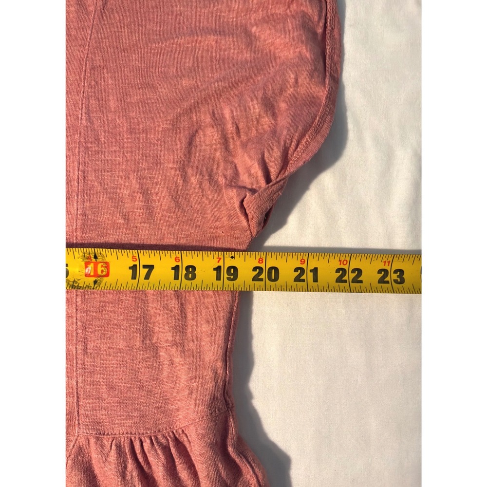 Madewell Womens 100% Linen Peplum Ruffle Hem Short Sleeve Top Pink M F4462 - Picture 4 of 6